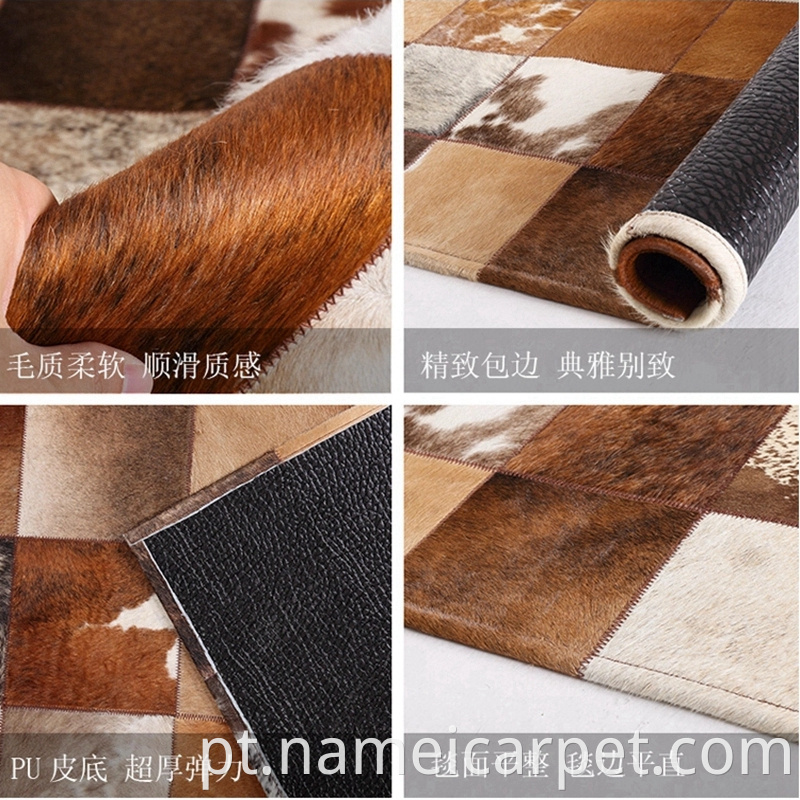 Luxury Cowhide Patchwork Leather Carpet Rugs
